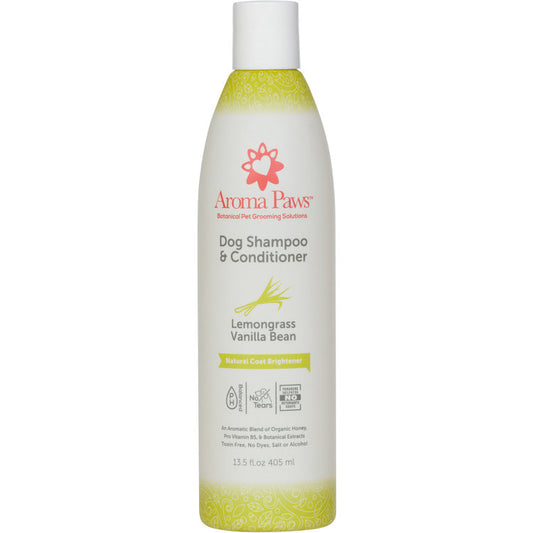 Aroma Paws - 13.5 Oz. Shampoo Lemongrass Vanilla Bean - Natural Coat Brightener Formula
