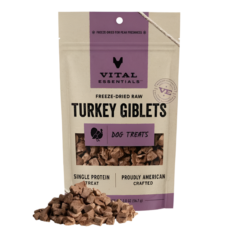Vital Essentials Freeze-Dried Raw Dog Treats – Turkey Giblets (2.0oz)
