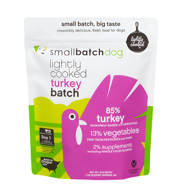 Smallbatch Lightly Cooked Frozen Dog Food – Turkey