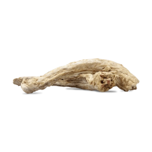 Two freeze-dried turkey necks stacked on top of each other shown against a plain white background.