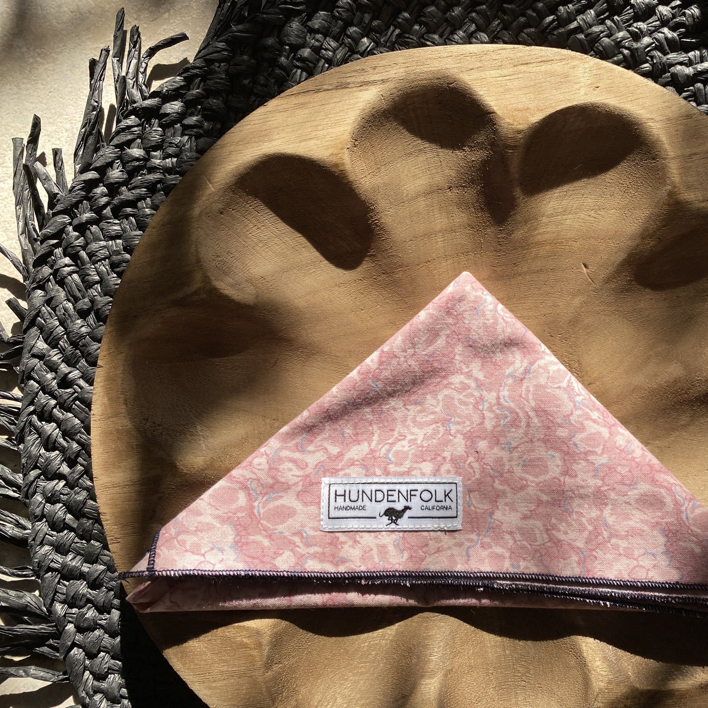 Vintage Fabric Bandana- Pink Blue Marble