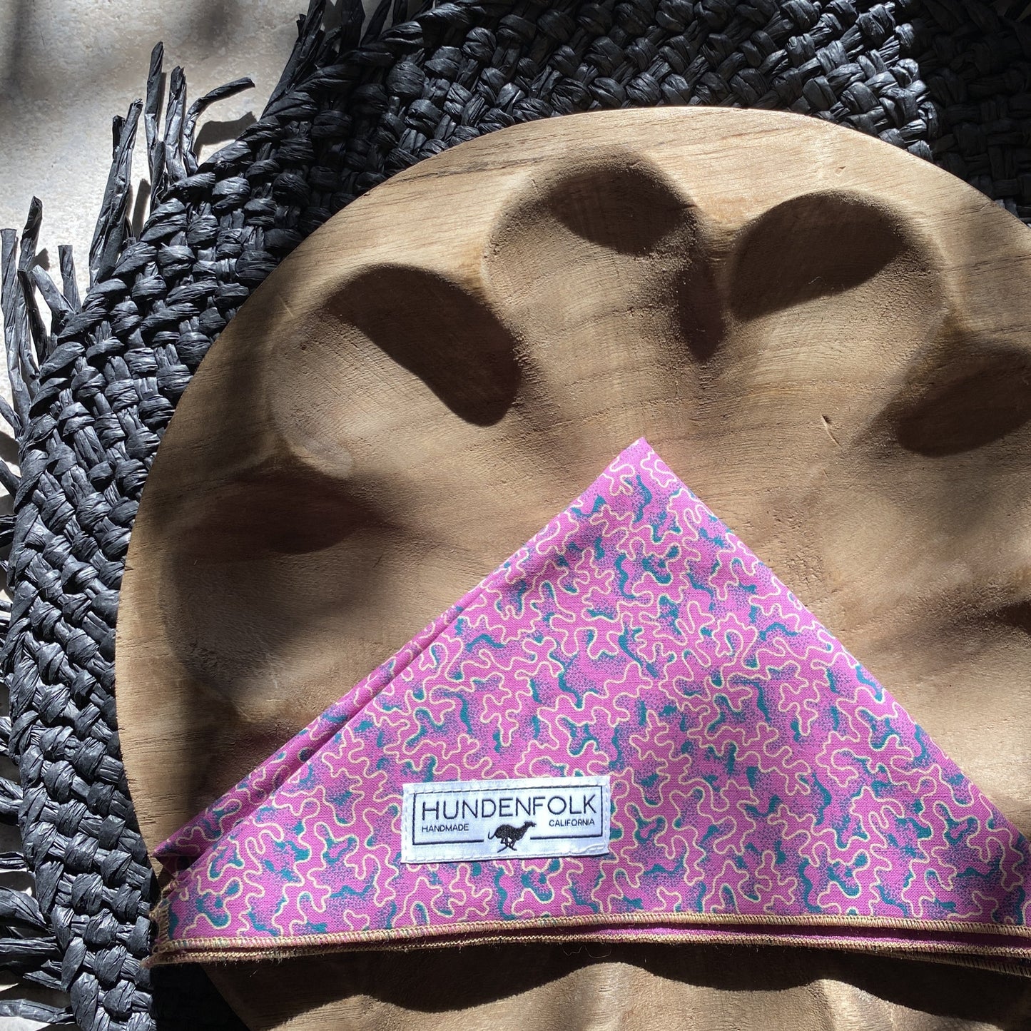 Vintage Fabric Bandana- Magenta & Gold