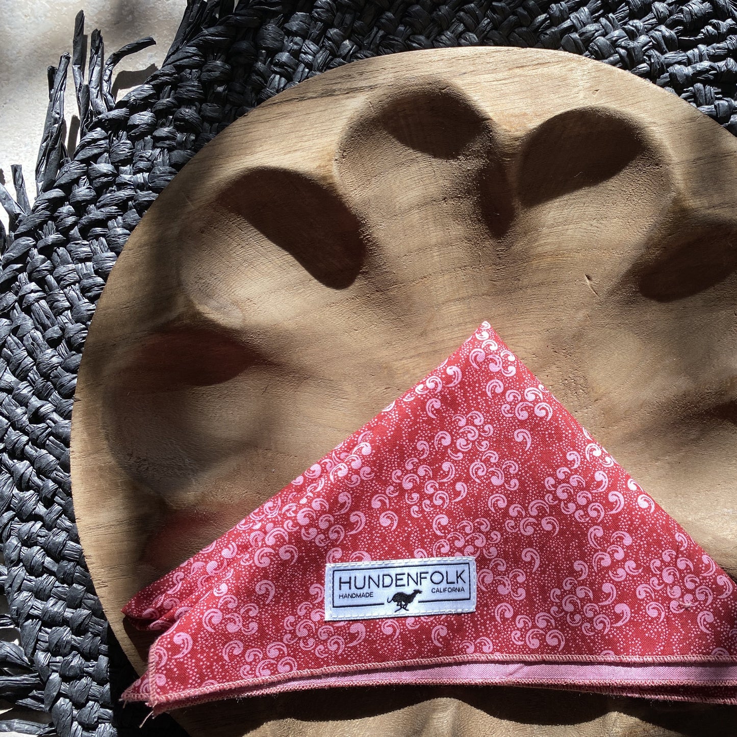 Vintage Fabric Bandana- Pink & Red Swirl