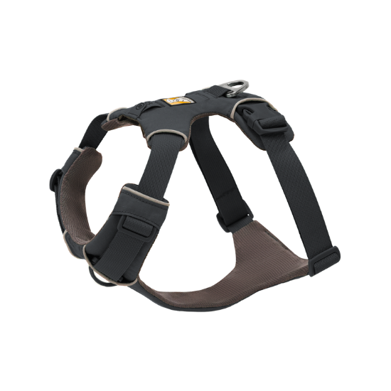 Dog harness with brown padding on a white background