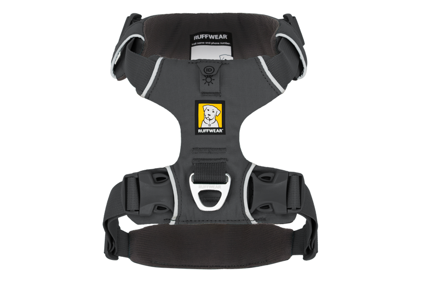 Dog harness with Ruffwear branding on a white background