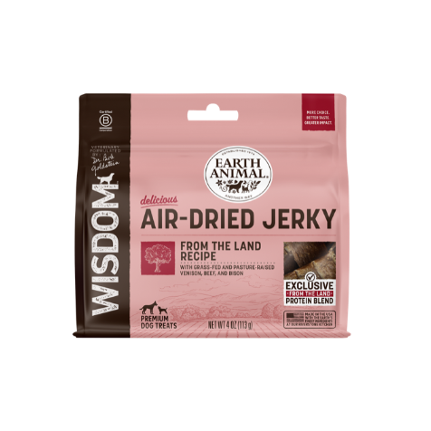 Earth Animal Air-Dried Jerky package for dogs on a white background