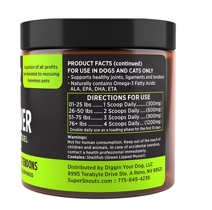 Super Snouts Joint Power - 100% Green Lipped Mussel Powder