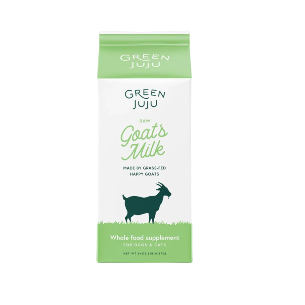 Green Juju raw goat's milk package on a white background