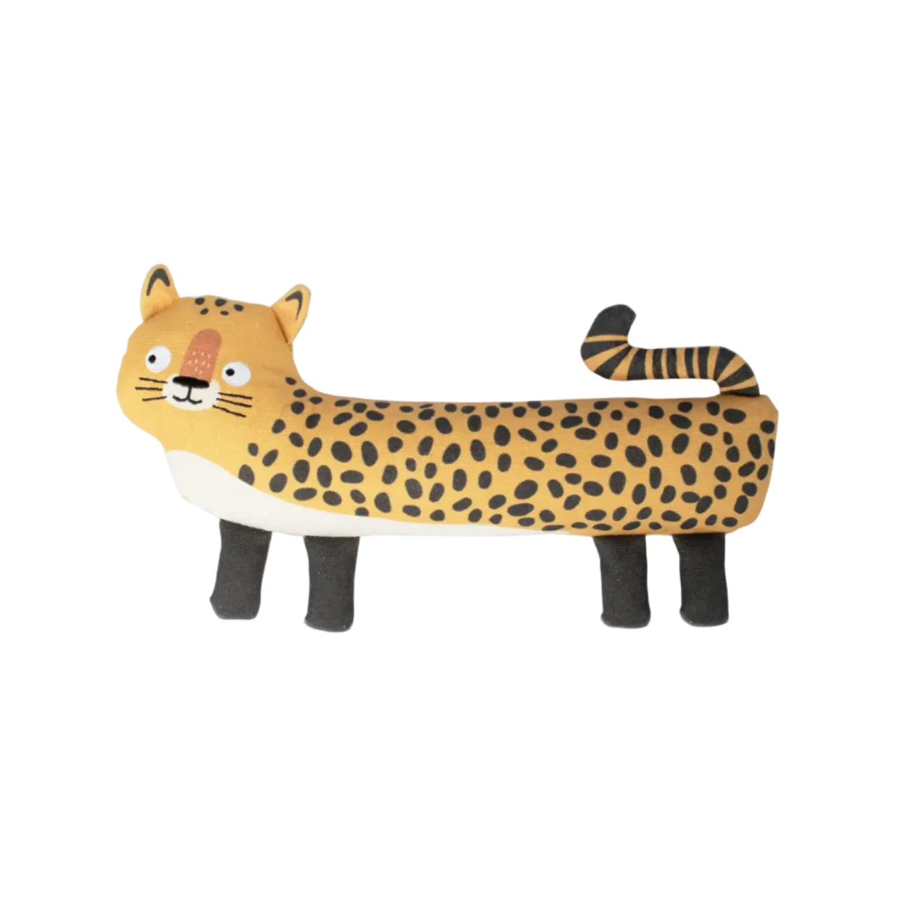 Wooden toy leopard on a white background