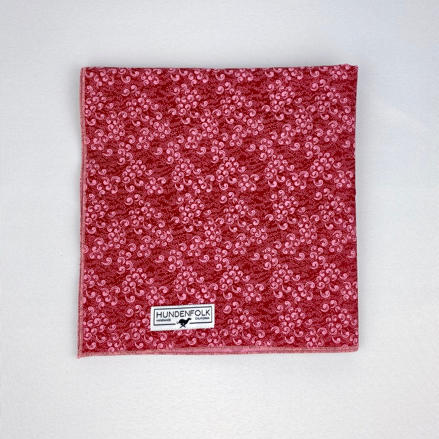 Vintage Fabric Bandana- Pink & Red Swirl