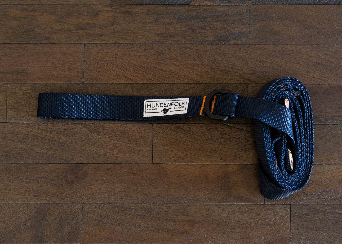 Dog Leash - Navy with Orange Stitching and Traffic Lead